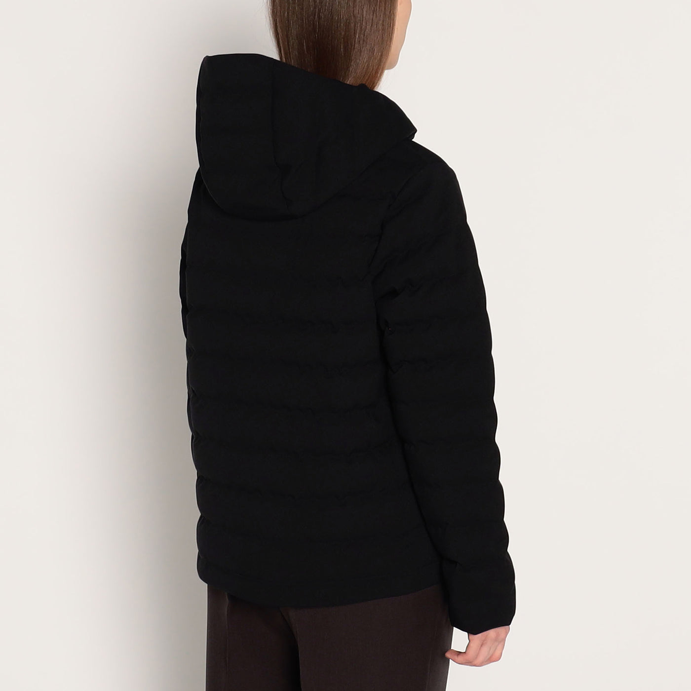 WOMEN'S WOOL LIKE POLYESTER MIDDLE DOWN HOODED JACKET