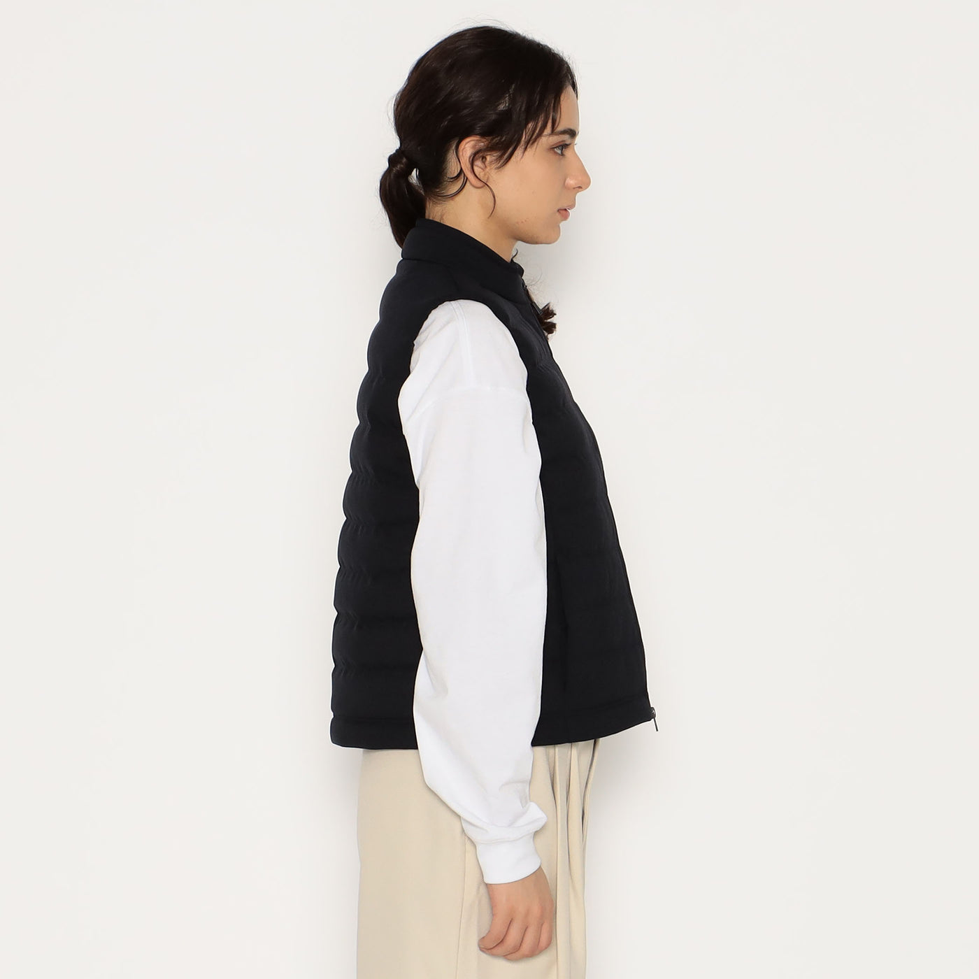 WOMEN'S WOOL LIKE POLYESTER MIDDLE DOWN STAND COLLAR VEST