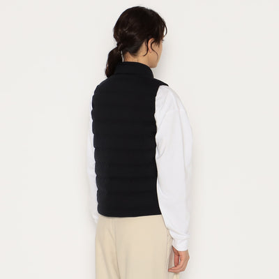 WOMEN'S WOOL LIKE POLYESTER MIDDLE DOWN STAND COLLAR VEST