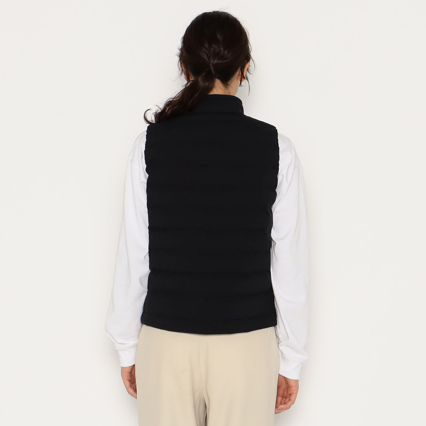 WOMEN'S WOOL LIKE POLYESTER MIDDLE DOWN STAND COLLAR VEST