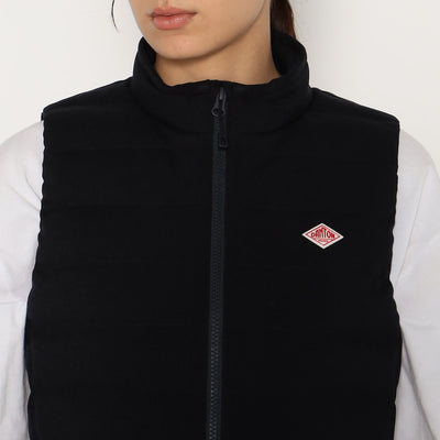 WOMEN'S WOOL LIKE POLYESTER MIDDLE DOWN STAND COLLAR VEST