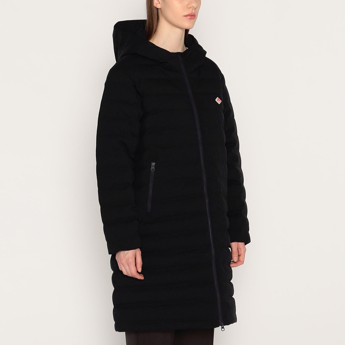 WOMEN'S WOOL LIKE POLYESTER MIDDLE DOWN HOODED COAT