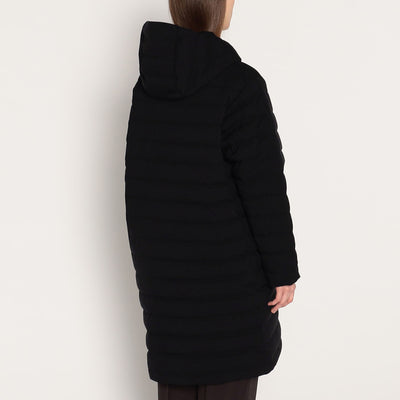 WOMEN'S WOOL LIKE POLYESTER MIDDLE DOWN HOODED COAT