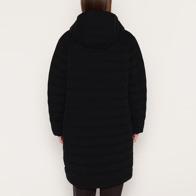 WOMEN'S WOOL LIKE POLYESTER MIDDLE DOWN HOODED COAT