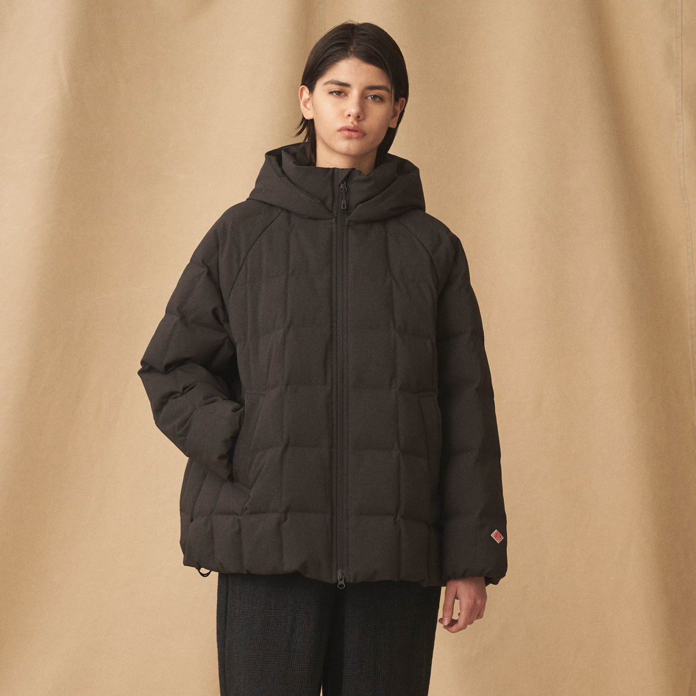 WOMEN'S WOOL LIKE POLYESTER SQUARE QUILTED DOWN JACKET