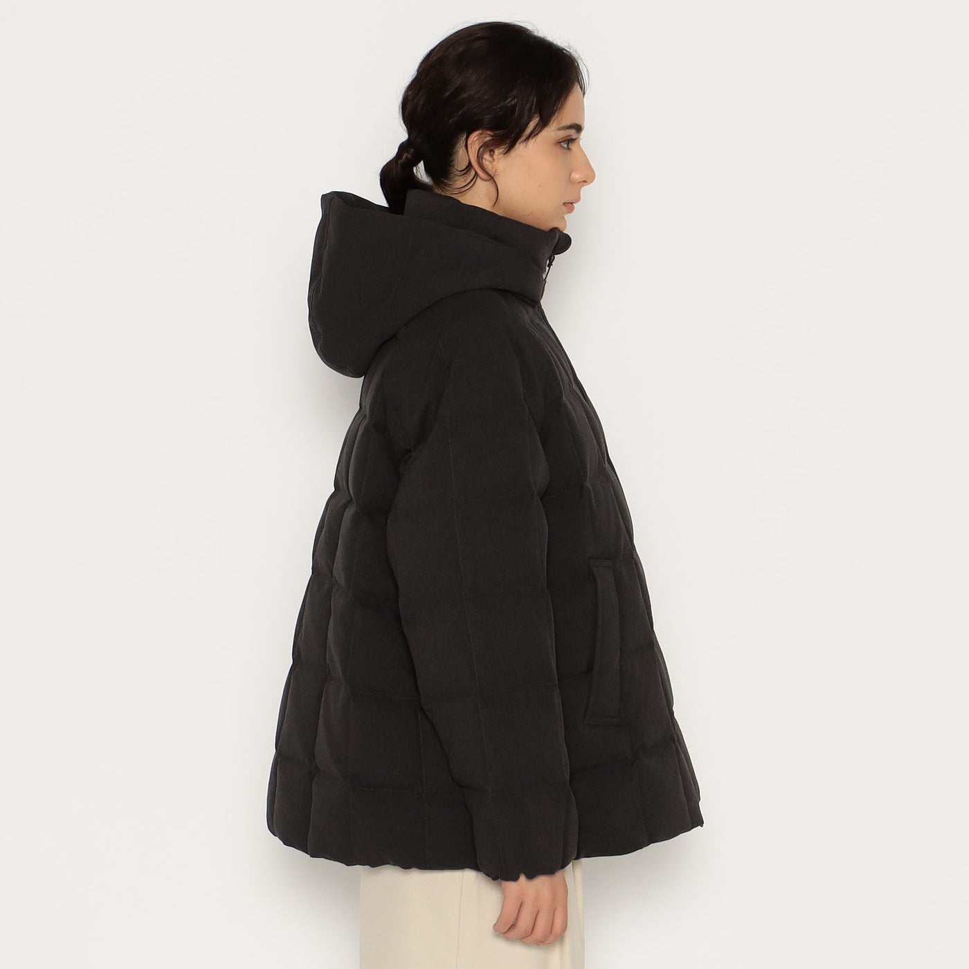 WOMEN'S WOOL LIKE POLYESTER SQUARE QUILTED DOWN JACKET