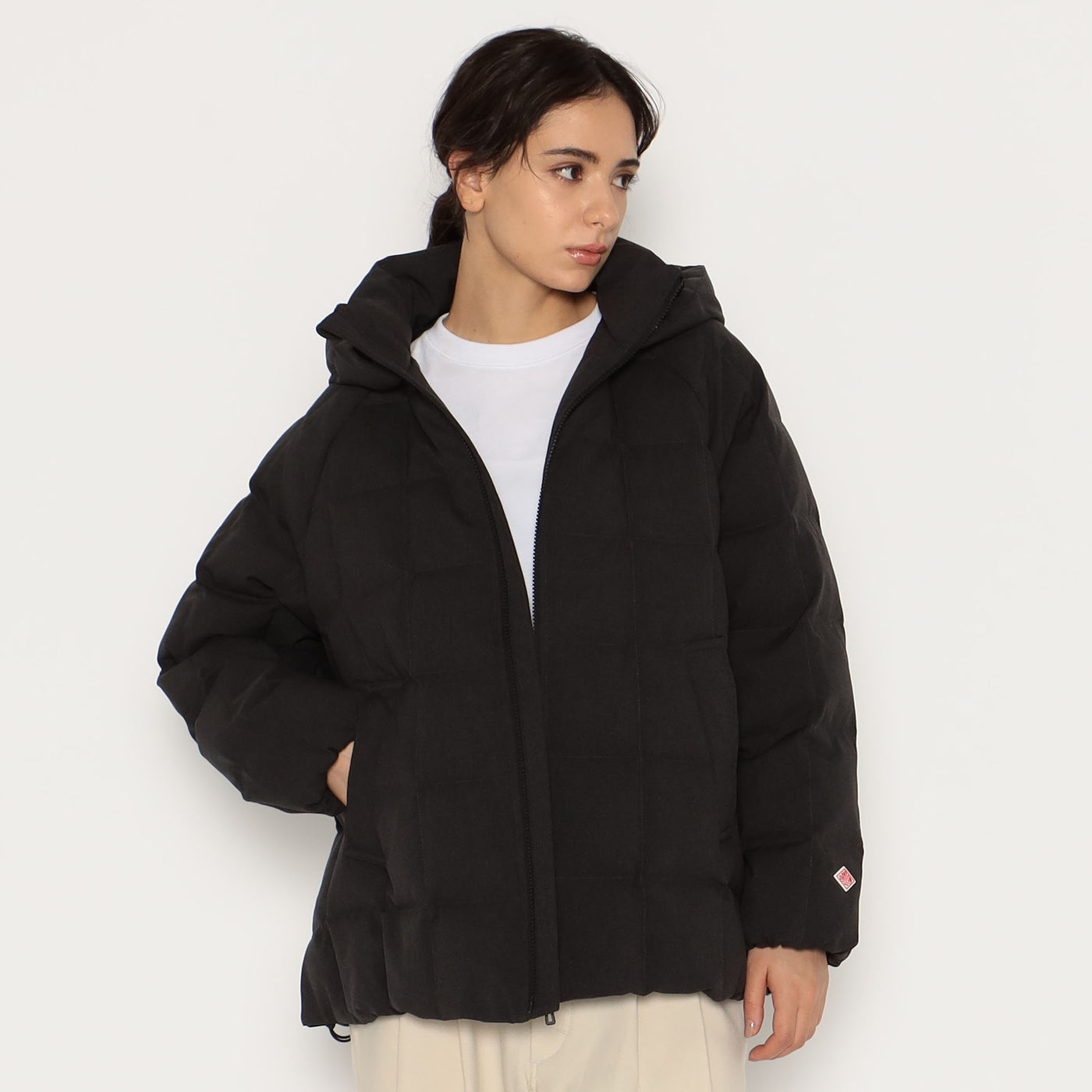 WOMEN'S WOOL LIKE POLYESTER SQUARE QUILTED DOWN JACKET