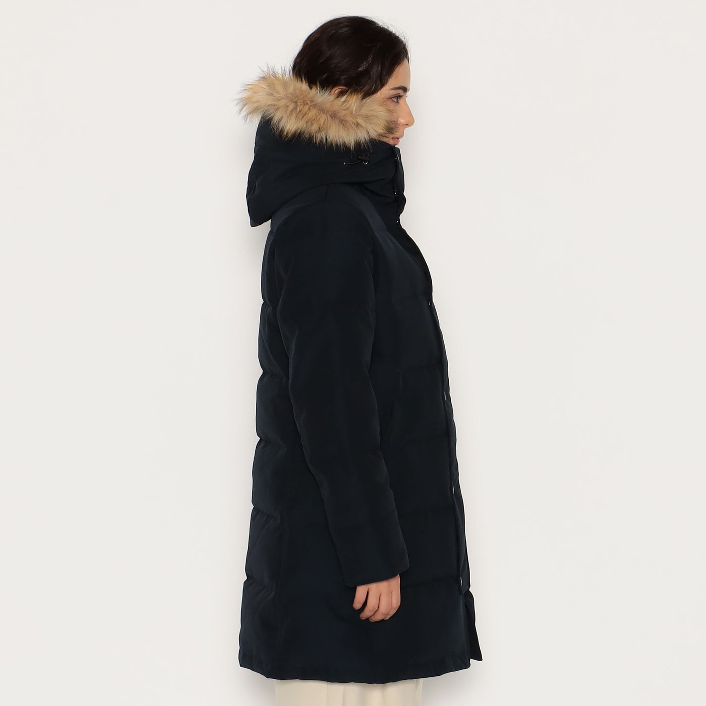 WOMEN'S FAUX FUR HOODED DOWN COAT