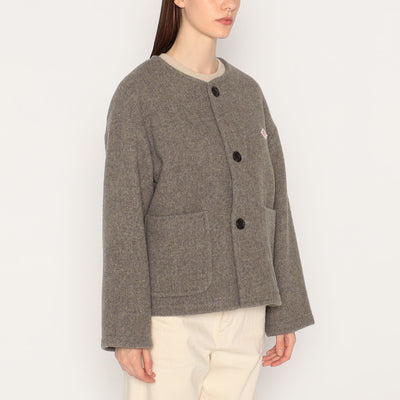 WOMEN'S WOOL LIGHT PILE COLLARLESS JACKET