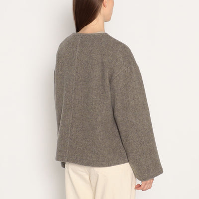 WOMEN'S WOOL LIGHT PILE COLLARLESS JACKET