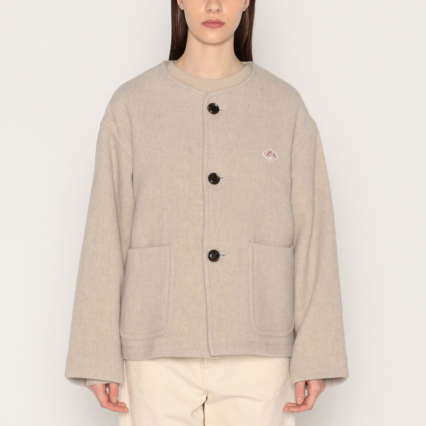 WOMEN'S WOOL LIGHT PILE COLLARLESS JACKET