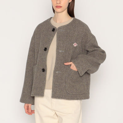 WOMEN'S WOOL LIGHT PILE COLLARLESS JACKET