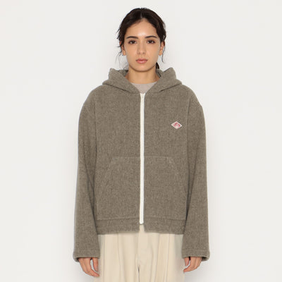 WOMEN'S WOOL LIGHT PILE HOODED JACKET