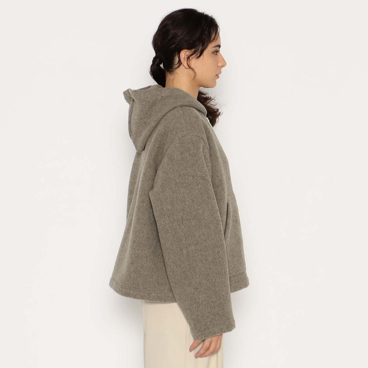 WOMEN'S WOOL LIGHT PILE HOODED JACKET