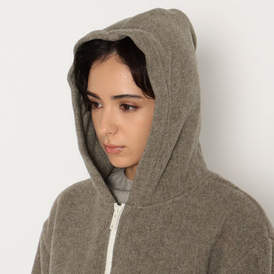 WOMEN'S WOOL LIGHT PILE HOODED JACKET