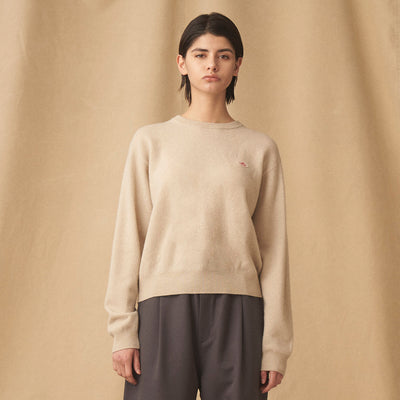 WOMEN'S LAMBSWOOL CREW NECK KNIT PULLOVER