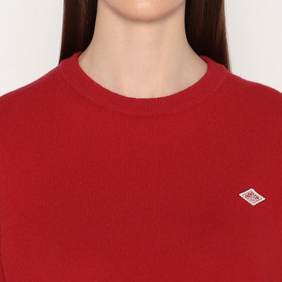 WOMEN'S LAMBSWOOL CREW NECK KNIT PULLOVER