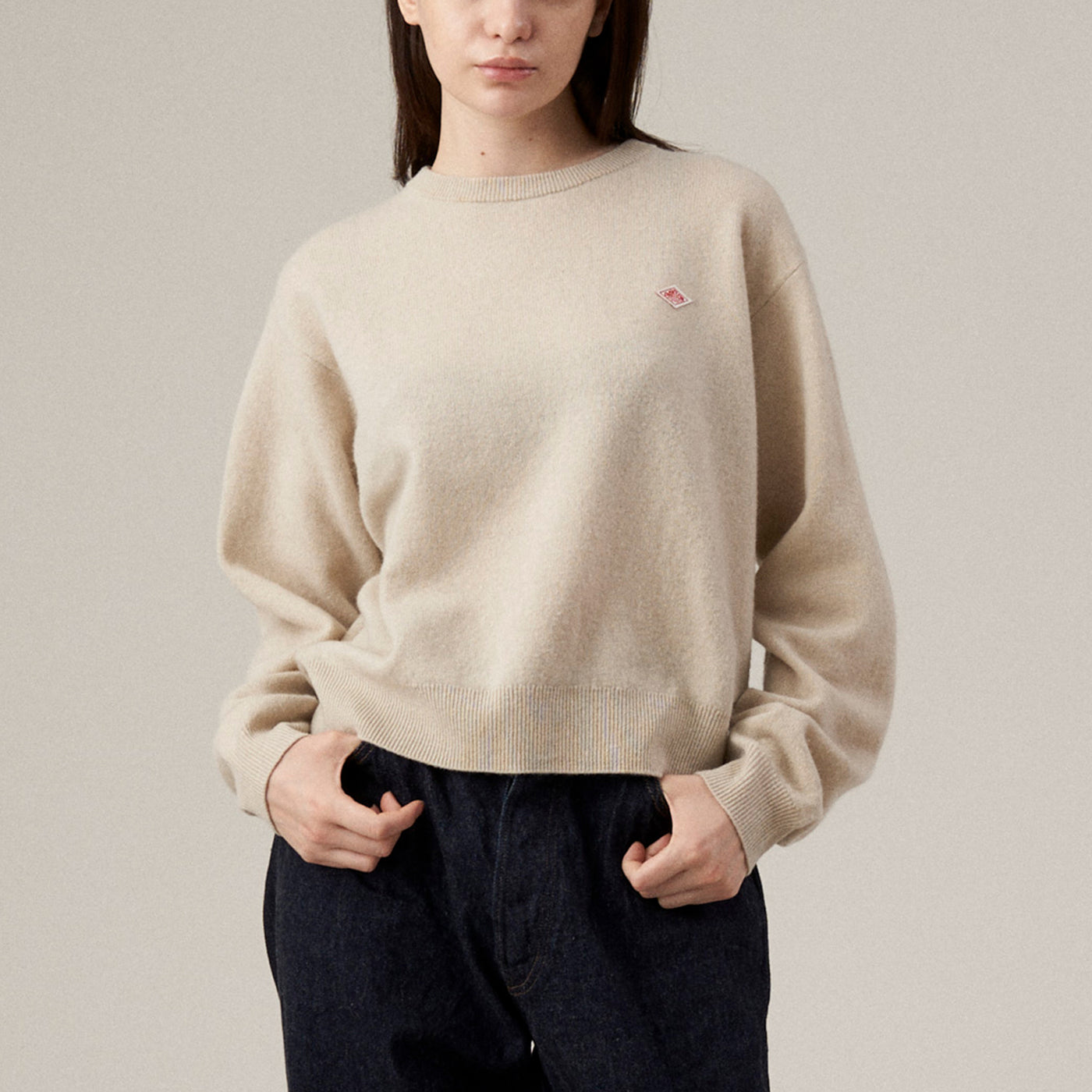 WOMEN'S LAMBSWOOL CREW NECK KNIT PULLOVER