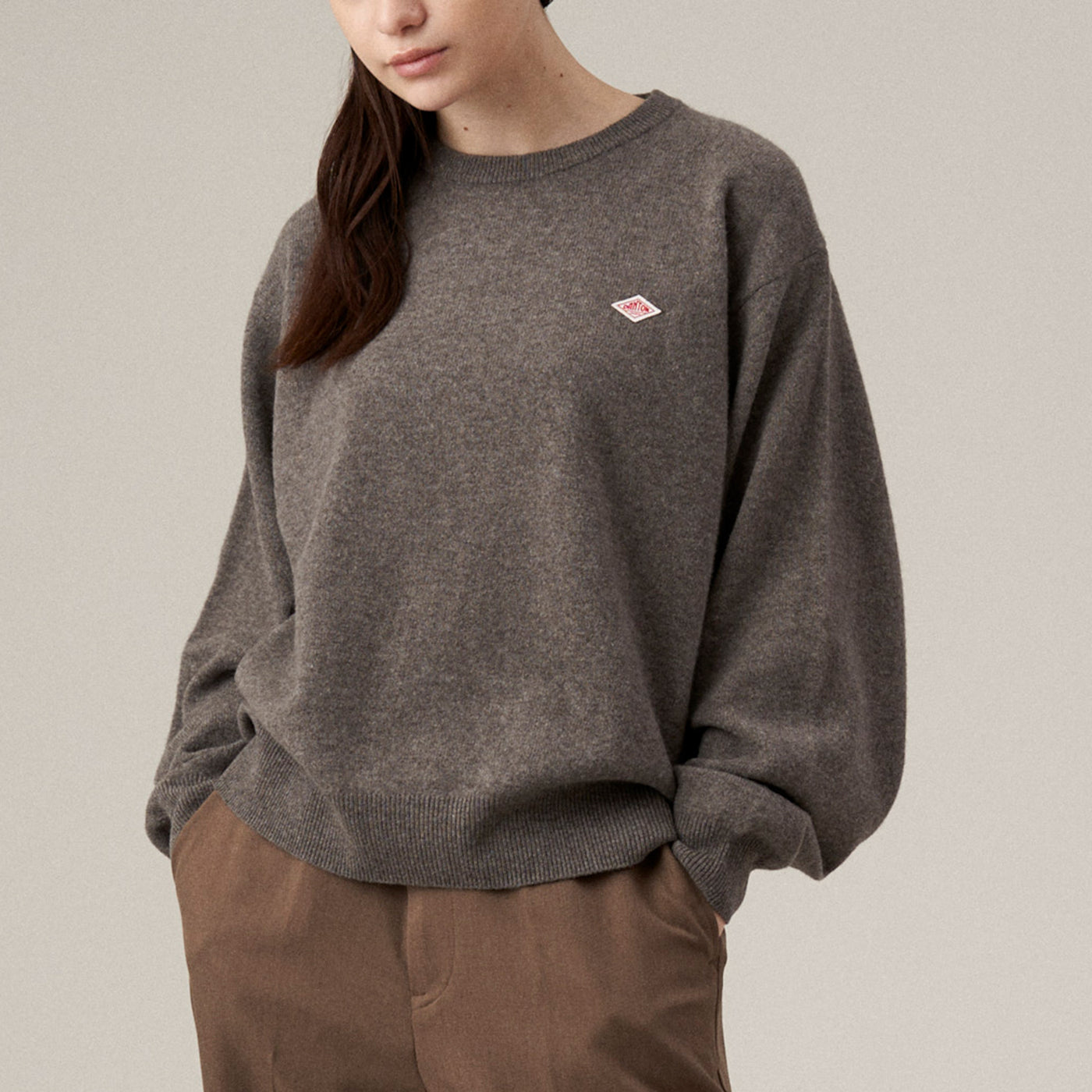 WOMEN'S LAMBSWOOL CREW NECK KNIT PULLOVER