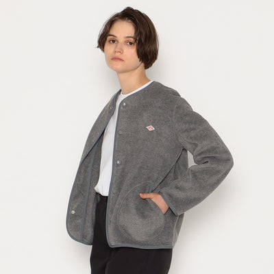 WOMEN'S FLEECE COLLARLESS JACKET