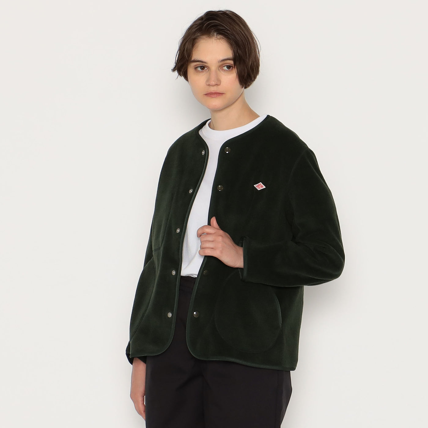 WOMEN'S FLEECE COLLARLESS JACKET