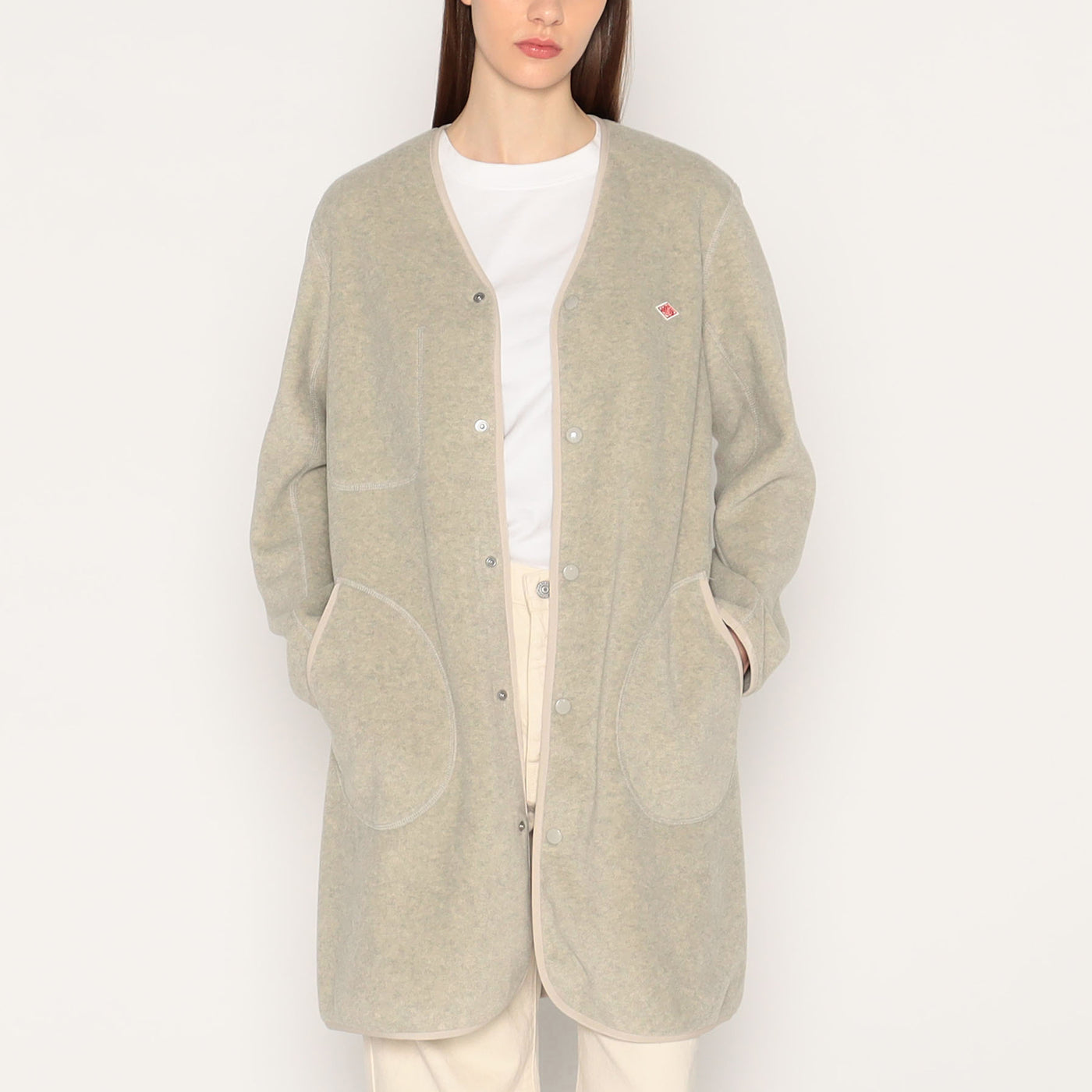 WOMEN'S FLEECE COLLARLESS COAT