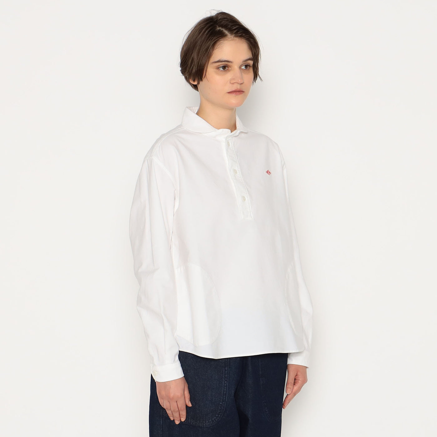 WOMEN'S OXFORD ROUND COLLAR PULLOVER SHIRT PLAIN