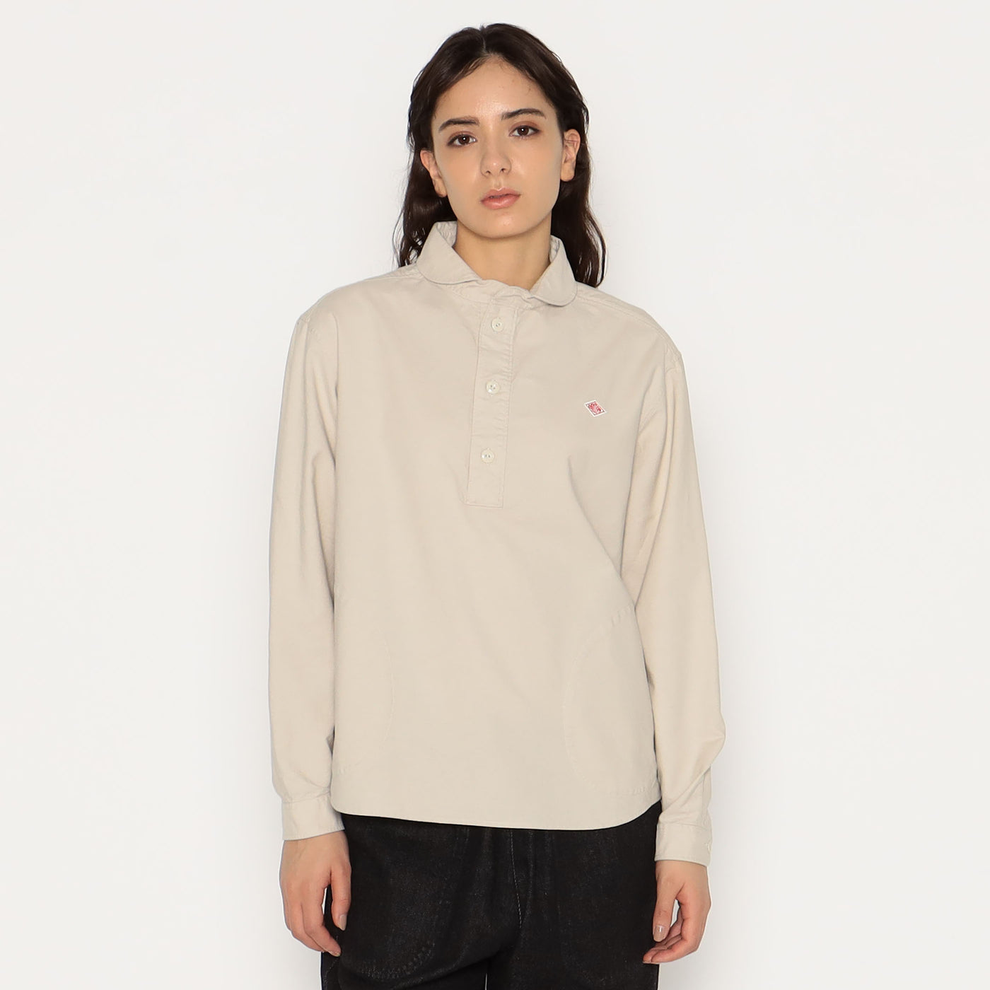 WOMEN'S OXFORD ROUND COLLAR PULLOVER SHIRT PLAIN