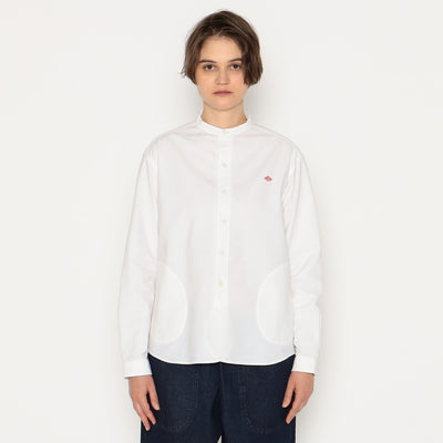 WOMEN'S OXFORD BAND COLLAR SHIRT PLAIN