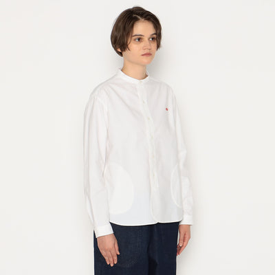 WOMEN'S OXFORD BAND COLLAR SHIRT PLAIN