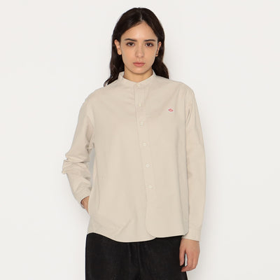 WOMEN'S OXFORD BAND COLLAR SHIRT PLAIN