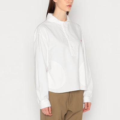 WOMEN'S OXFORD ROUND COLLAR WIDE PULLOVER SHIRT PLAIN