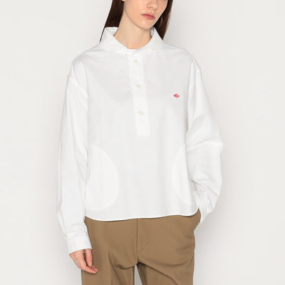 WOMEN'S OXFORD ROUND COLLAR WIDE PULLOVER SHIRT PLAIN