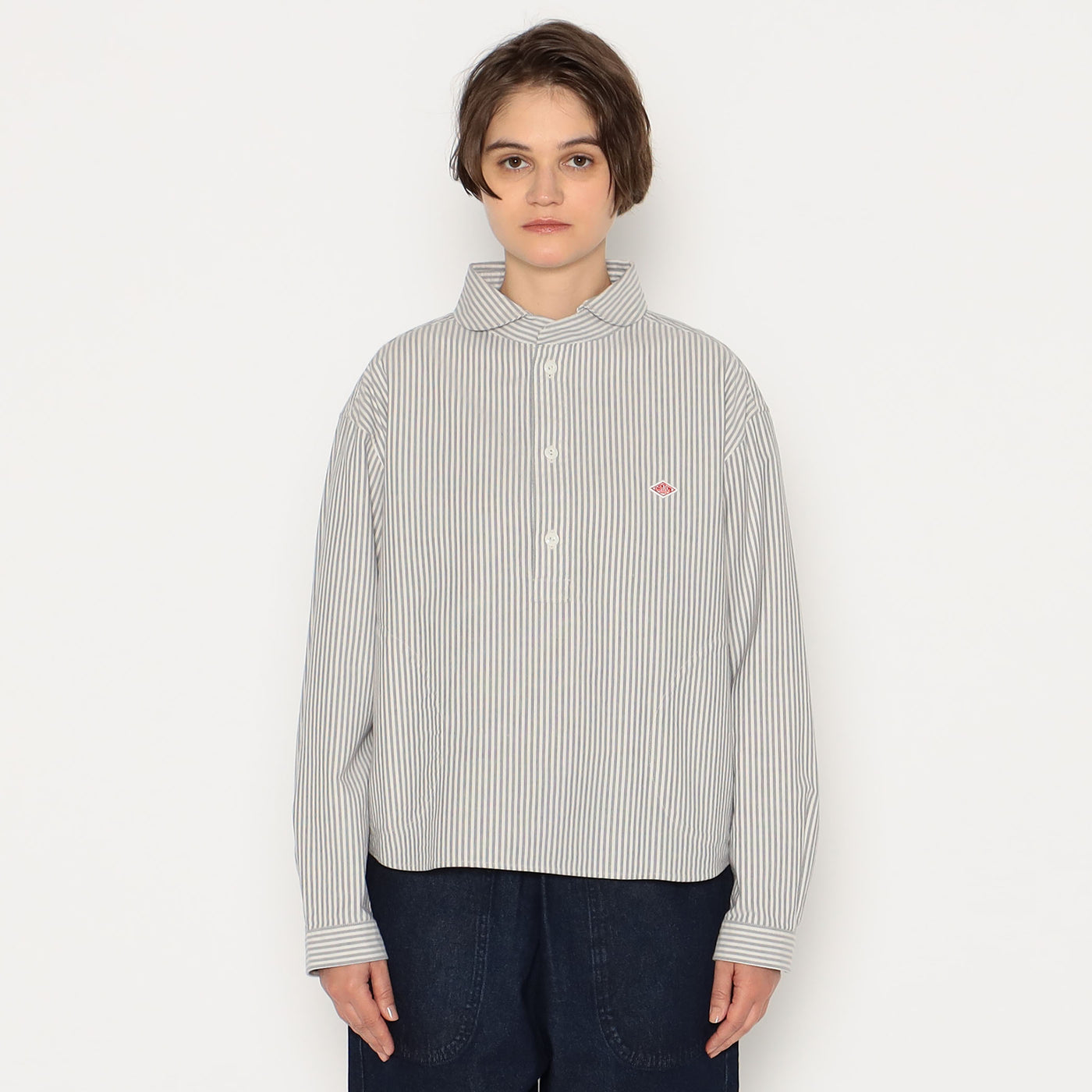 WOMEN'S OXFORD ROUND COLLAR WIDE PULLOVER SHIRT PATTERN