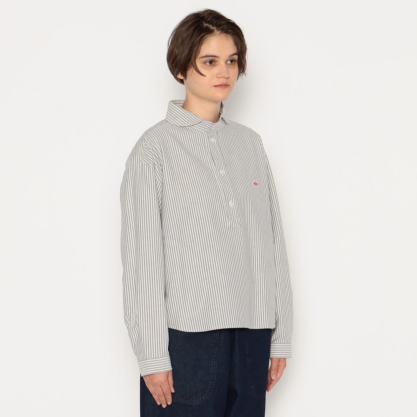 WOMEN'S OXFORD ROUND COLLAR WIDE PULLOVER SHIRT PATTERN