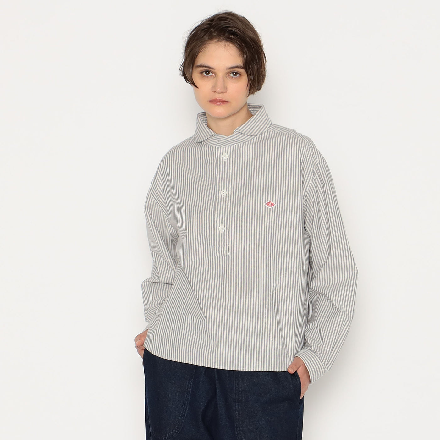 WOMEN'S OXFORD ROUND COLLAR WIDE PULLOVER SHIRT PATTERN