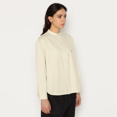 WOMEN'S BACK GATHERED BAND COLLAR SHIRT