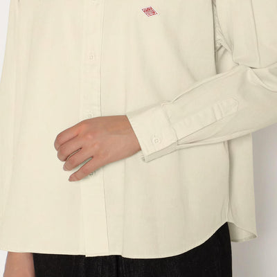 WOMEN'S BACK GATHERED BAND COLLAR SHIRT