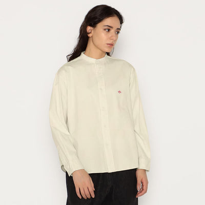 WOMEN'S BACK GATHERED BAND COLLAR SHIRT