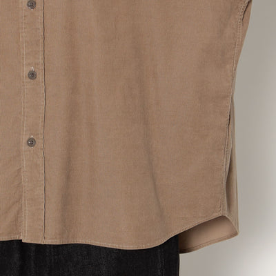 WOMEN'S CORDUROY BAND COLLAR SHIRT