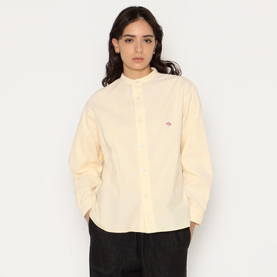 WOMEN'S CORDUROY BAND COLLAR SHIRT