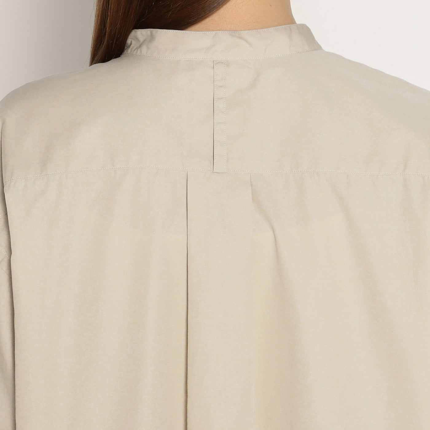 WOMEN'S COTTON POPLIN BAND COLLAR SHIRT