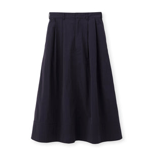 DANTON WOMEN'S C/N TWILL DOUBLE PLEATED SKIRT