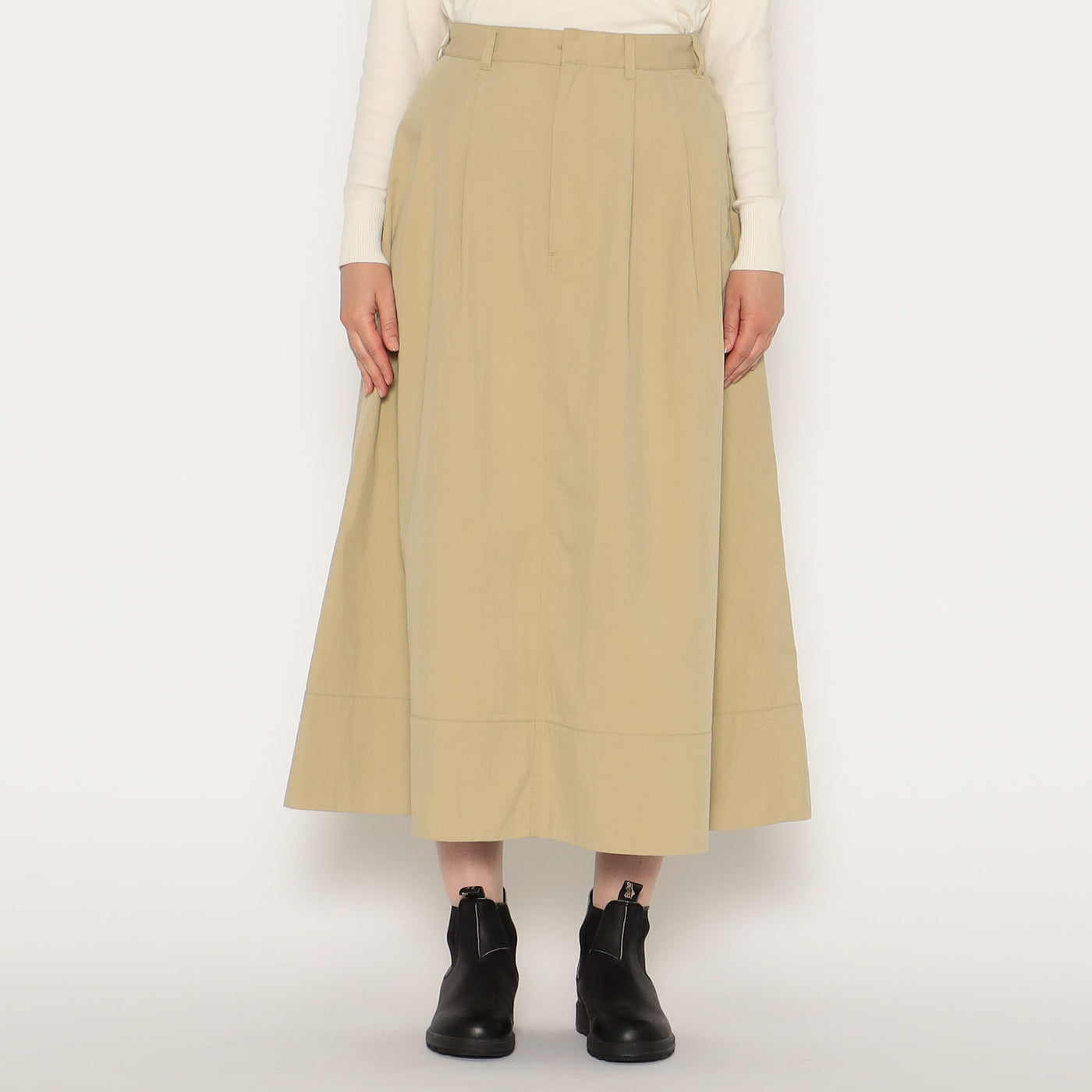 WOMEN'S C/N TWILL DOUBLE PLEATED SKIRT