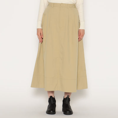 WOMEN'S C/N TWILL DOUBLE PLEATED SKIRT