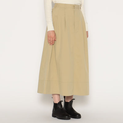 WOMEN'S C/N TWILL DOUBLE PLEATED SKIRT