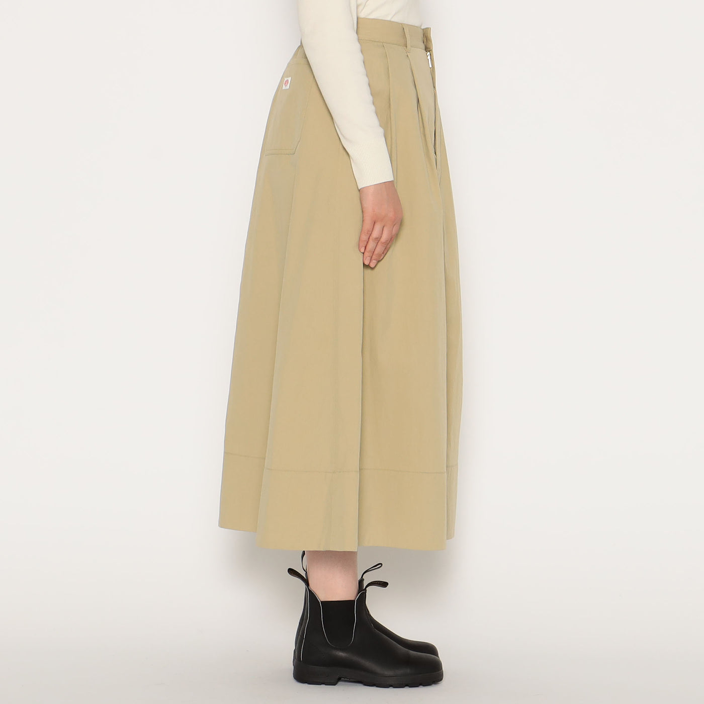 WOMEN'S C/N TWILL DOUBLE PLEATED SKIRT