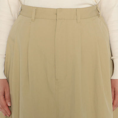 WOMEN'S C/N TWILL DOUBLE PLEATED SKIRT