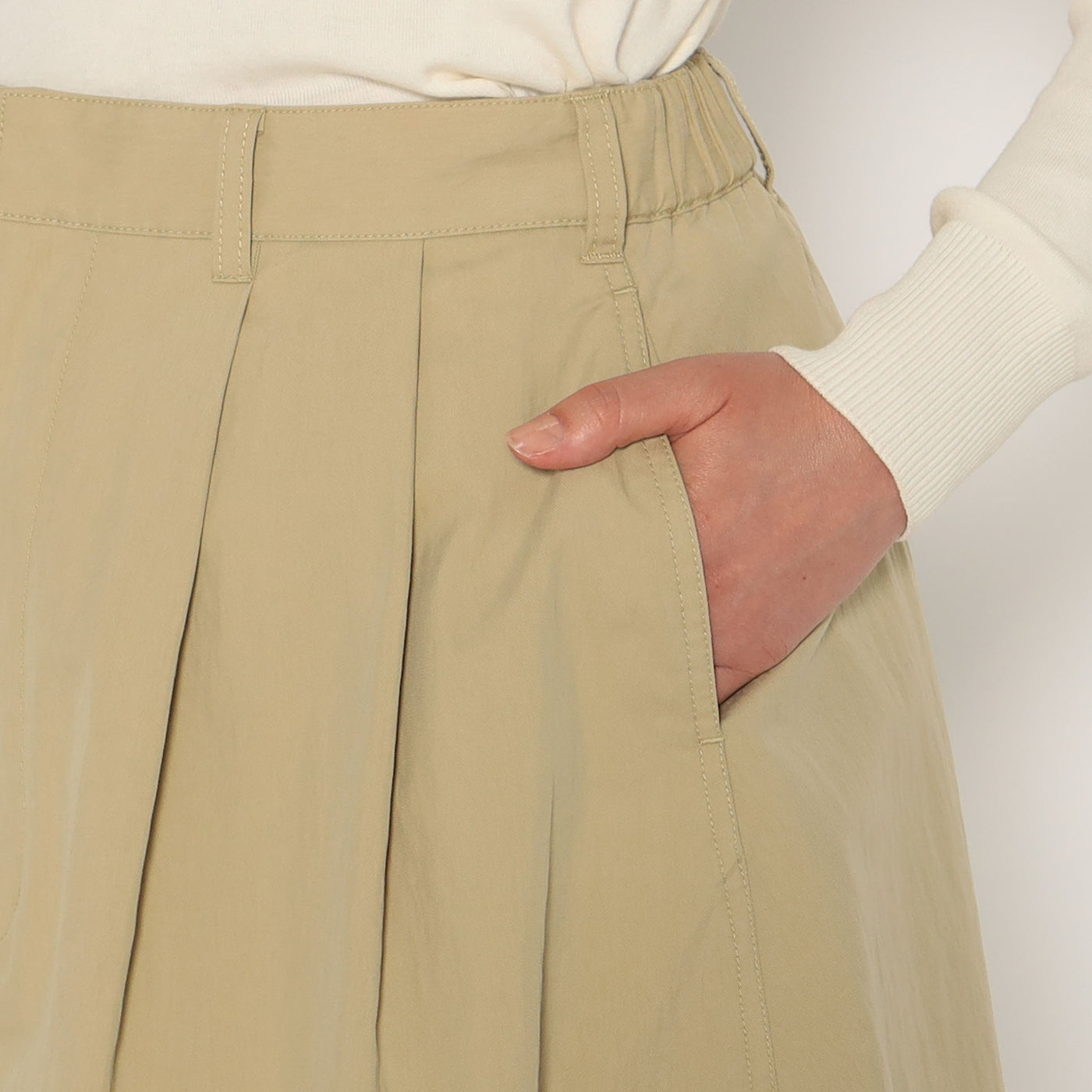 WOMEN'S C/N TWILL DOUBLE PLEATED SKIRT