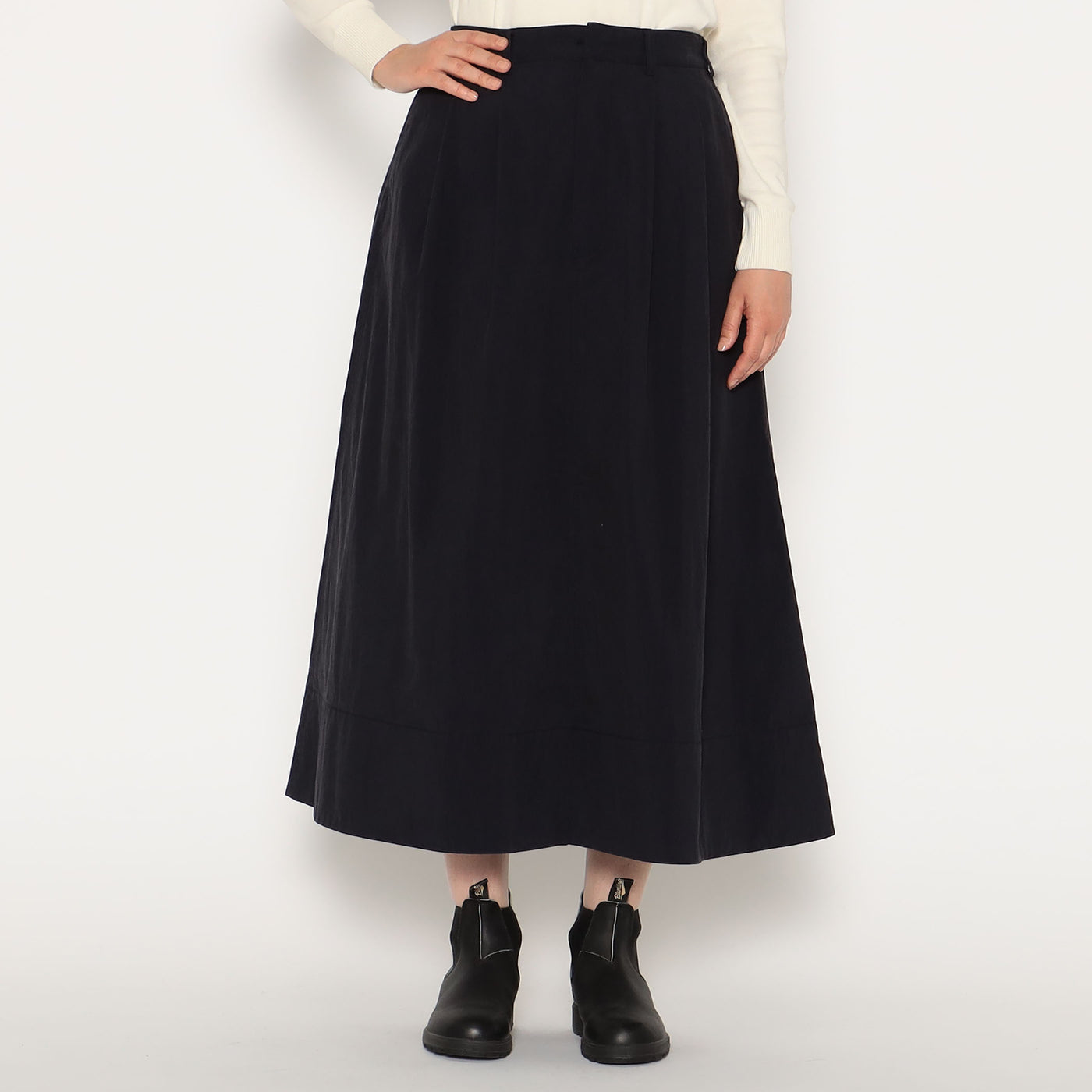 WOMEN'S C/N TWILL DOUBLE PLEATED SKIRT